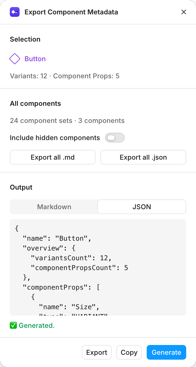 JSON generado