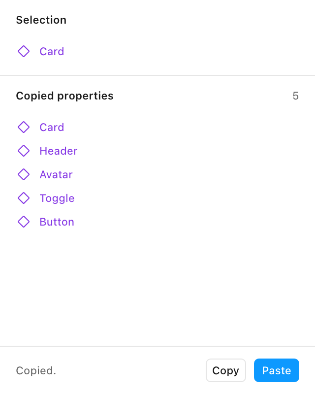 Properties Copycat con propiedades copiadas